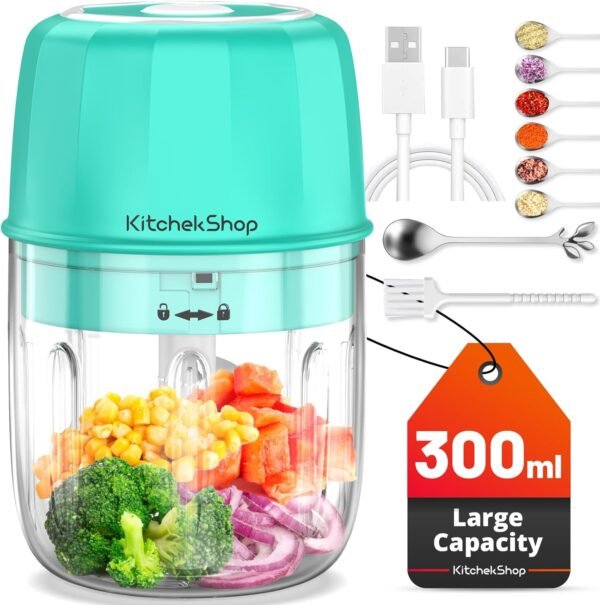 Rechargeable Portable and Cordless Mini Food Processor 300ML with Stainless Steel Blade