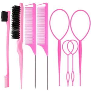 8Pcs Hair Brushes Set with 4Pcs Topsy Hair